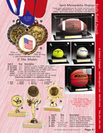 Stock Medals & Small Trophies for 2" Discs and also Game Ball Display Cases