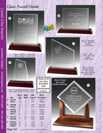 Imprinted Glass Award Stands on Wood Bases