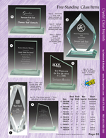 Imprinted Glass Awards, some with Glass Bases