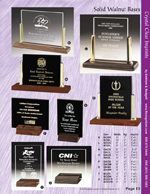 Imprinted Acrylic Award Stands on Walnut Bases